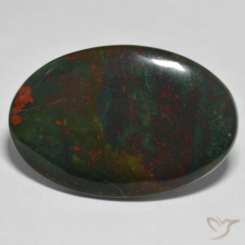 32.64ct Натуральный Зеленый и красный Кровавый Камень/Гелиотроп, Овал, Непрозрачный