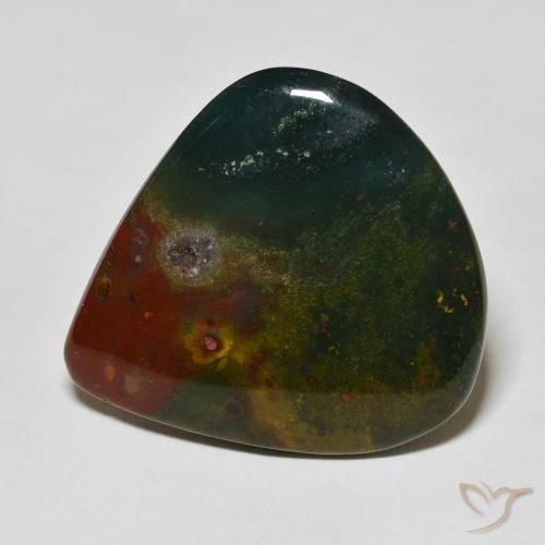 38.95ct Натуральный Темно-зеленый Кровавый Камень/Гелиотроп, Форма груши, Непрозрачный