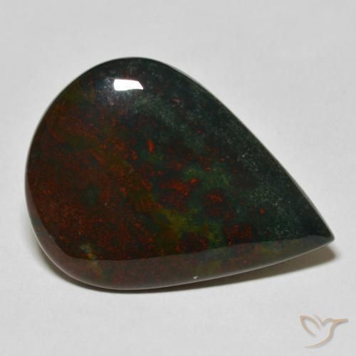 23.05ct Натуральный Зеленый и красный Кровавый Камень/Гелиотроп, Форма груши, Непрозрачный