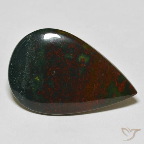27.57ct Натуральный Зеленый и красный Кровавый Камень/Гелиотроп, Форма груши, Непрозрачный