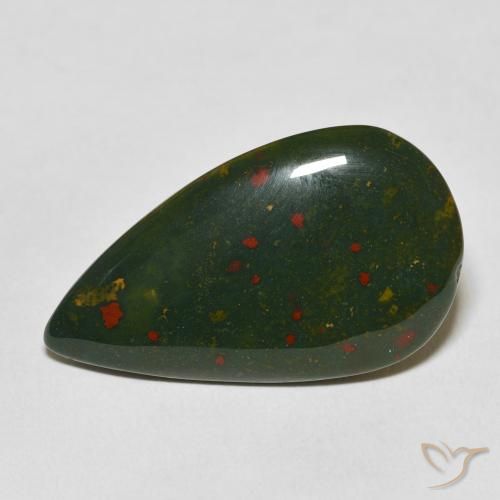 15.48ct Натуральный Зеленый и красный Кровавый Камень/Гелиотроп, Форма груши, Непрозрачный