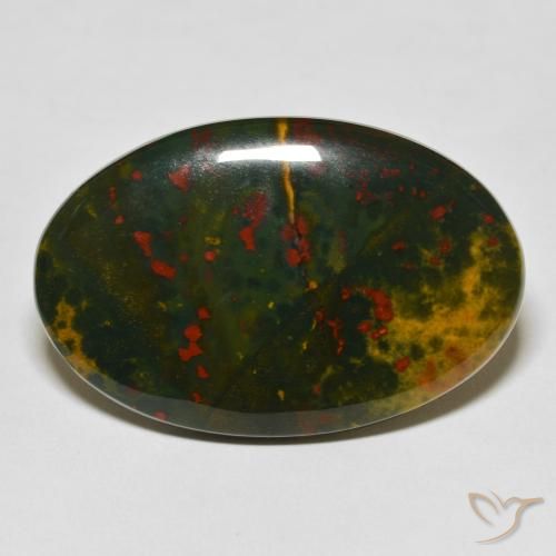 38.49ct Натуральный Зеленый и красный Кровавый Камень/Гелиотроп, Овал, Непрозрачный