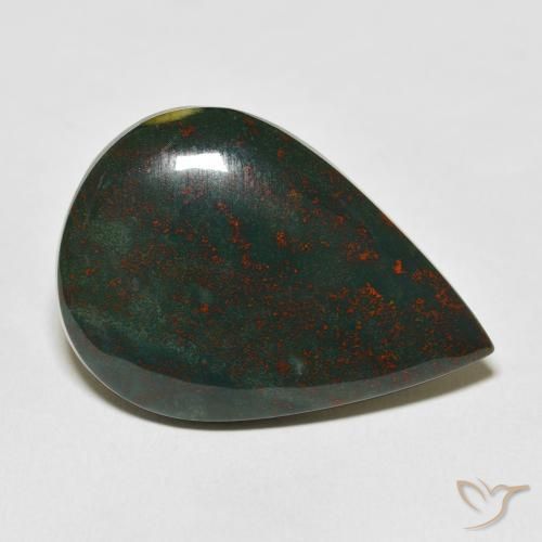 25.50ct Натуральный Зеленый и красный Кровавый Камень/Гелиотроп, Форма груши, Непрозрачный