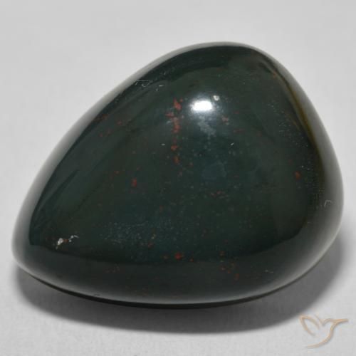 29.36ct Натуральный Темно-зеленый Кровавый Камень/Гелиотроп, Форма груши, Непрозрачный