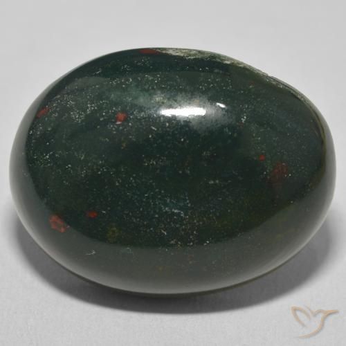 33.61ct Натуральный Темно-зеленый Кровавый Камень/Гелиотроп, Овал, Непрозрачный