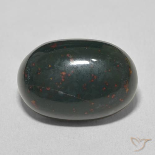9.32ct Натуральный Травянисто-зелёный Кровавый Камень/Гелиотроп, Овал, Непрозрачный