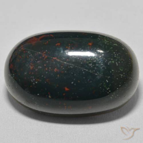 39.29ct Натуральный Травянисто-зелёный Кровавый Камень/Гелиотроп, Овал, Непрозрачный