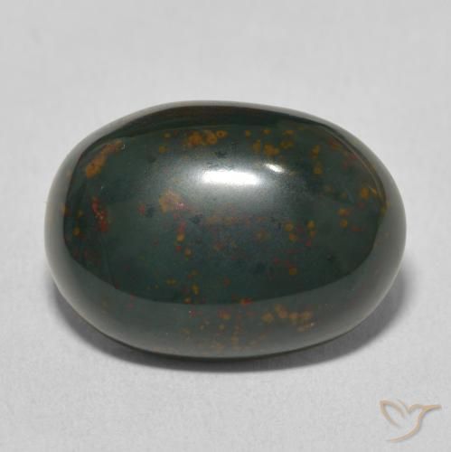 10.28ct Натуральный Темно-зеленый Кровавый Камень/Гелиотроп, Овал, Непрозрачный
