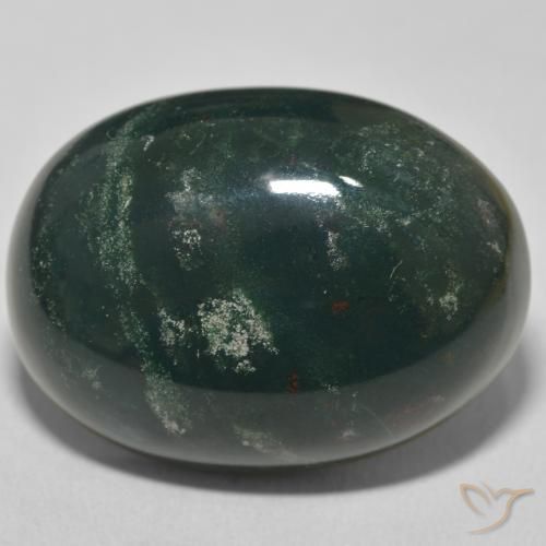 41.22ct Натуральный Темно-зеленый Кровавый Камень/Гелиотроп, Овал, Непрозрачный