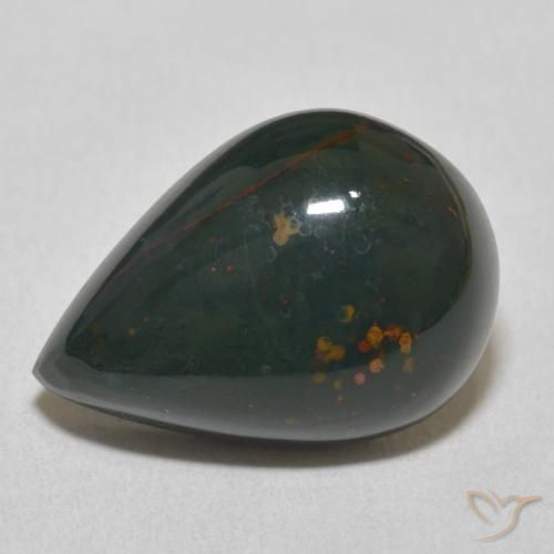 10.92ct Натуральный Темно-зеленый Кровавый Камень/Гелиотроп, Форма груши, Непрозрачный