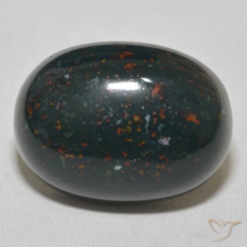 19.08ct Натуральный Травянисто-зелёный Кровавый Камень/Гелиотроп, Овал, Непрозрачный
