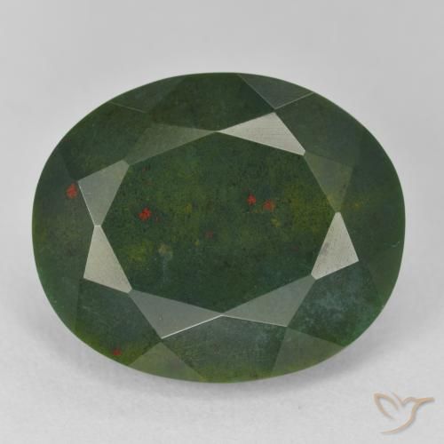 17.04ct Натуральный Зеленый и красный Кровавый Камень/Гелиотроп, Овал, Непрозрачный