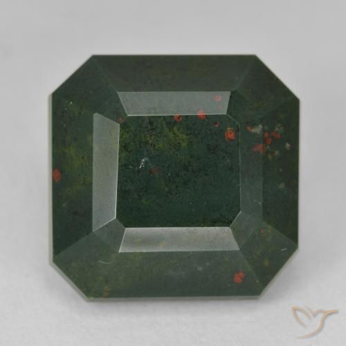 17.25ct Натуральный Травянисто-зелёный Кровавый Камень/Гелиотроп, Изумрудная огранка, Непрозрачный