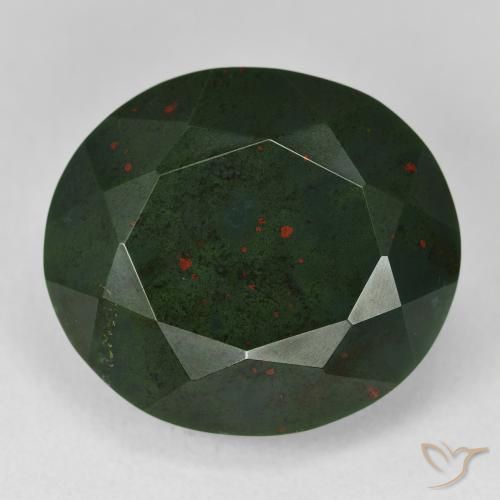 23.63ct Натуральный Травянисто-зелёный Кровавый Камень/Гелиотроп, Овал, Непрозрачный