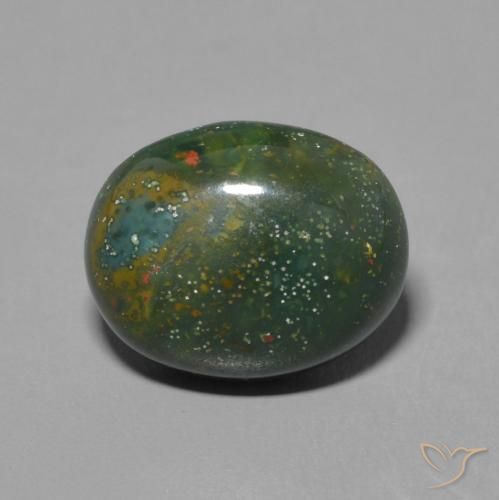 3.32ct Натуральный Землисто-зеленый Кровавый Камень/Гелиотроп, Овал, Непрозрачный