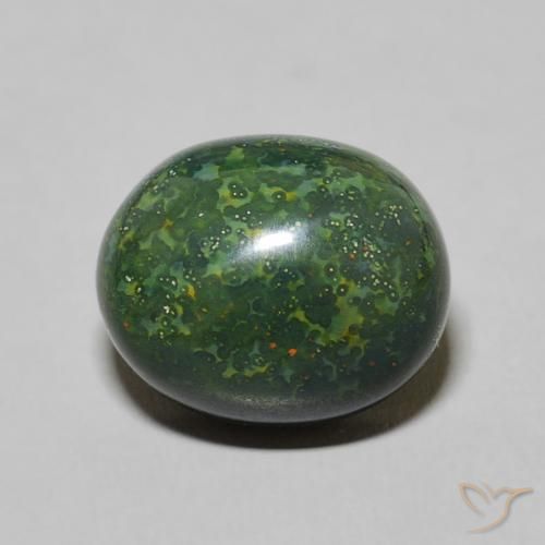 4.93ct Натуральный Темно-зеленый Кровавый Камень/Гелиотроп, Овал, Непрозрачный