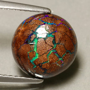 3.75 карата, натуральный Многоцветный Валунный опал, Огранка Круг, Непрозрачный