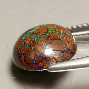 3.75 карата, натуральный Многоцветный Валунный опал, Огранка Круг, Непрозрачный