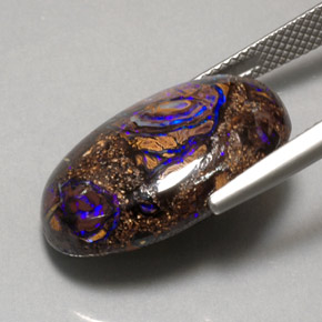 17.91 карата, натуральный Многоцветный Валунный опал, Огранка Овал, Непрозрачный