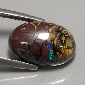 6.95 карата, натуральный Многоцветный Валунный опал, Огранка Овал, Непрозрачный