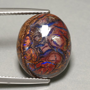 9.88 карата, натуральный Многоцветный Валунный опал, Огранка Овал, Непрозрачный