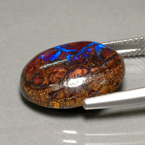 9.88 карата, натуральный Многоцветный Валунный опал, Огранка Овал, Непрозрачный