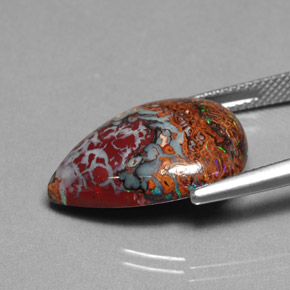 11.09 карата, натуральный Многоцветный Валунный опал, Форма груши, Непрозрачный