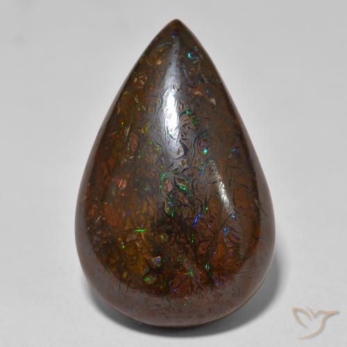 Натуральный многоцветный болдер-опал 20,74 карата форма груши, непрозрачный