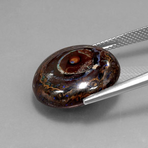 18.71 карата, натуральный Многоцветный Валунный опал, Огранка Круг, Непрозрачный