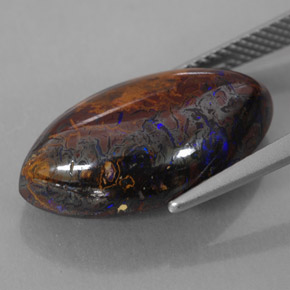 13.61 карата, натуральный Многоцветный Валунный опал, Маркиза, Непрозрачный