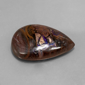 21.51 карата, натуральный Многоцветный Валунный опал, Форма груши, Непрозрачный