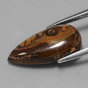 6.34 карата, натуральный Многоцветный Валунный опал, Форма груши, Непрозрачный