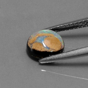 1.54 карата, натуральный Многоцветный Валунный опал, Огранка Круг, Непрозрачный