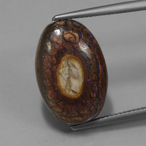 12.77 карата, натуральный Многоцветный Валунный опал, Огранка Овал, Непрозрачный