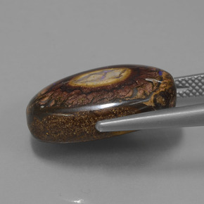 12.77 карата, натуральный Многоцветный Валунный опал, Огранка Овал, Непрозрачный