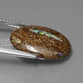 5.89 карата, натуральный Многоцветный Валунный опал, Огранка Овал, Непрозрачный