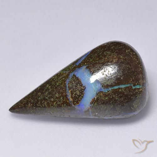 14.46ct Натуральный Многоцветный Валунный опал, Форма груши, Непрозрачный