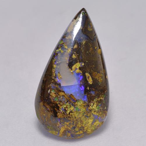 Натуральный многоцветный болдер-опал 2,84 карата форма груши, полупрозрачный