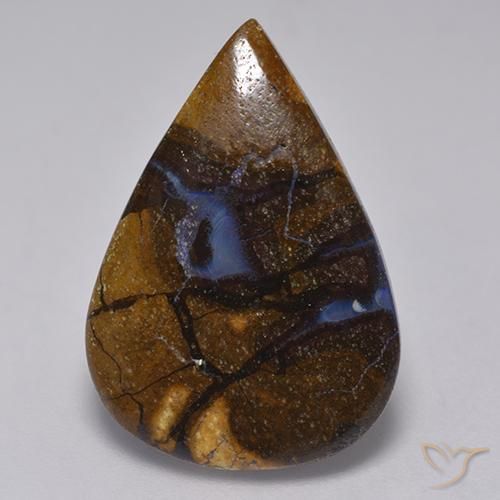 11.18ct Натуральный Многоцветный Валунный опал, Форма груши, Непрозрачный