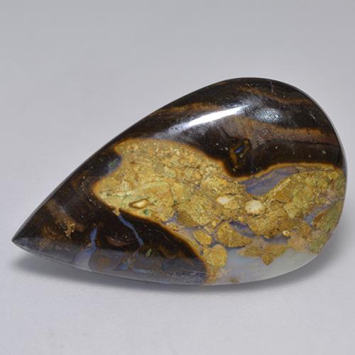 16.17 карата, натуральный Многоцветный Валунный опал, Форма груши, Непрозрачный