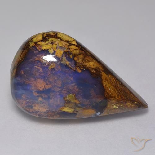 13.23ct Натуральный Многоцветный Валунный опал, Форма груши, Непрозрачный