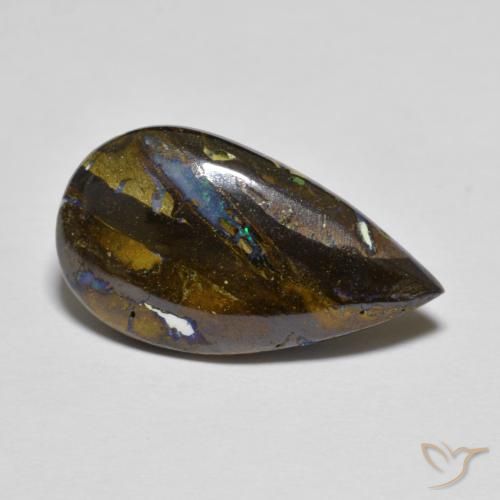 8.30ct Натуральный Многоцветный Валунный опал, Форма груши, Непрозрачный