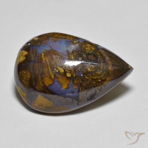 10.43ct Натуральный Многоцветный Валунный опал, Форма груши, Непрозрачный