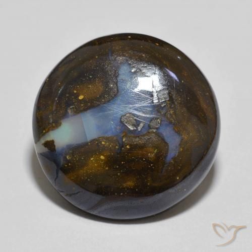 11.65ct Натуральный Многоцветный Валунный опал, Круглый, Непрозрачный