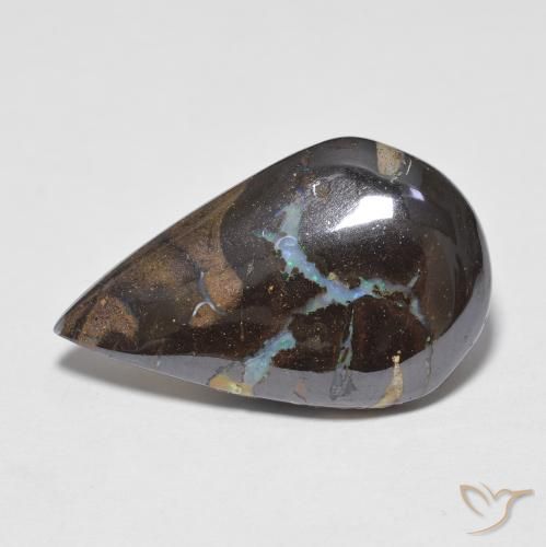6.10ct Натуральный Многоцветный Валунный опал, Форма груши, Непрозрачный