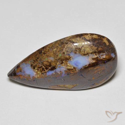11.36ct Натуральный Многоцветный Валунный опал, Форма груши, Непрозрачный