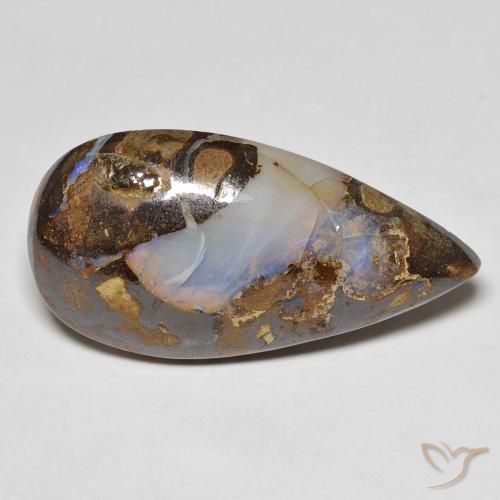 13.28ct Натуральный Многоцветный Валунный опал, Форма груши, Непрозрачный