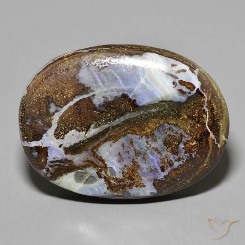 50.24ct Натуральный Многоцветный Валунный опал, Овал, Непрозрачный