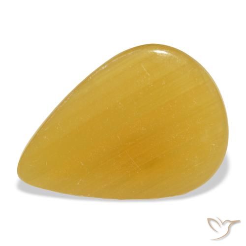 30.50ct Натуральный Золотисто-Апельсиновый Кальцит, Форма груши, Полупрозрачный
