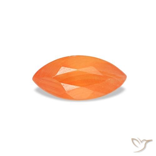 0.14ct Натуральный Ярко-оранжевый Сердолик, Маркиз, Прозрачный, Photo A